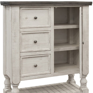 39" Gray And Ivory Solid Wood Three Drawer Dresser