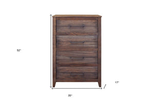 35" Brown Solid Wood Four Drawer Chest