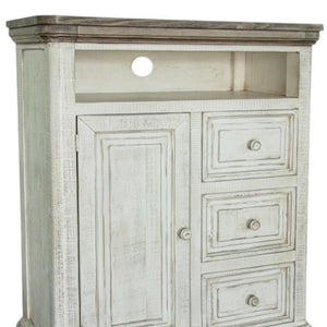 39" Off White Solid Wood Three Drawer Gentlemans Chest