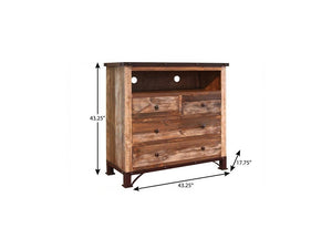 43" Brown Solid Wood Four Drawer Chest