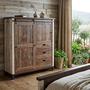 55" Brown Solid Wood Three Drawer Gentlemans Chest