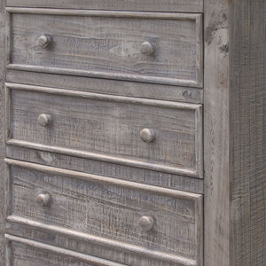 37" Gray Solid Wood Five Drawer Dresser