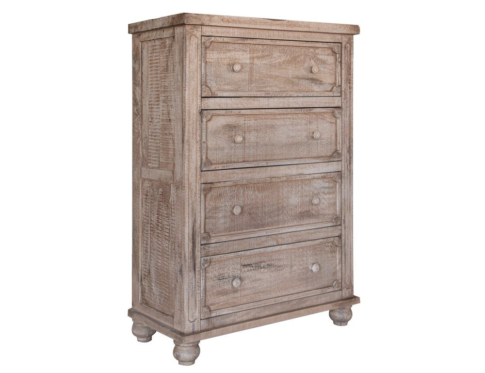 37" Natural Solid Wood Four Drawer Dresser