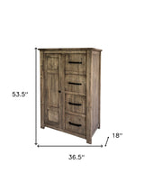 37" Brown Solid Wood Four Drawer Chest
