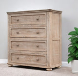 40" Natural Solid Wood Four Drawer Chest