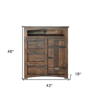 43" Brown Solid Wood Three Drawer Gentlemans Chest