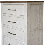 36" Brown and White Solid Wood Four Drawer Chest