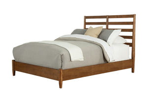 Brown Slat Back Solid Wood Queen Bed Frame
