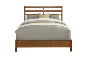 Brown Slat Back Solid Wood Queen Bed Frame
