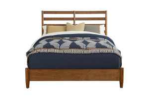 Brown Slat Back Solid Wood King Bed Frame