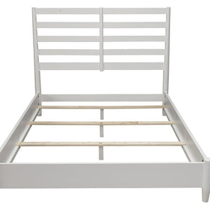 White Slat Back Solid Wood Queen Bed Frame