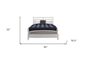 White Slat Back Solid Wood California King Bed Frame