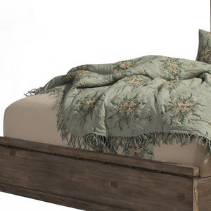 Gray Distressed Solid Wood Queen Bed Frame