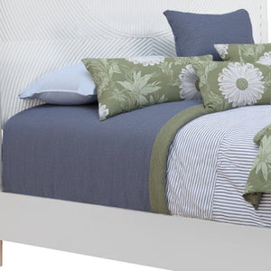 White Carved Geometric Solid Wood King Bed Frame