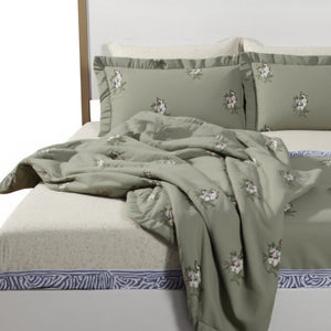 Natural and White Solid Wood And Upholstery King Bed Frame