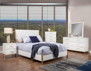 Natural and White Solid Wood And Upholstery King Bed Frame