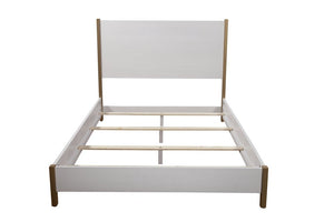 Natural and White Solid Wood And Upholstery King Bed Frame