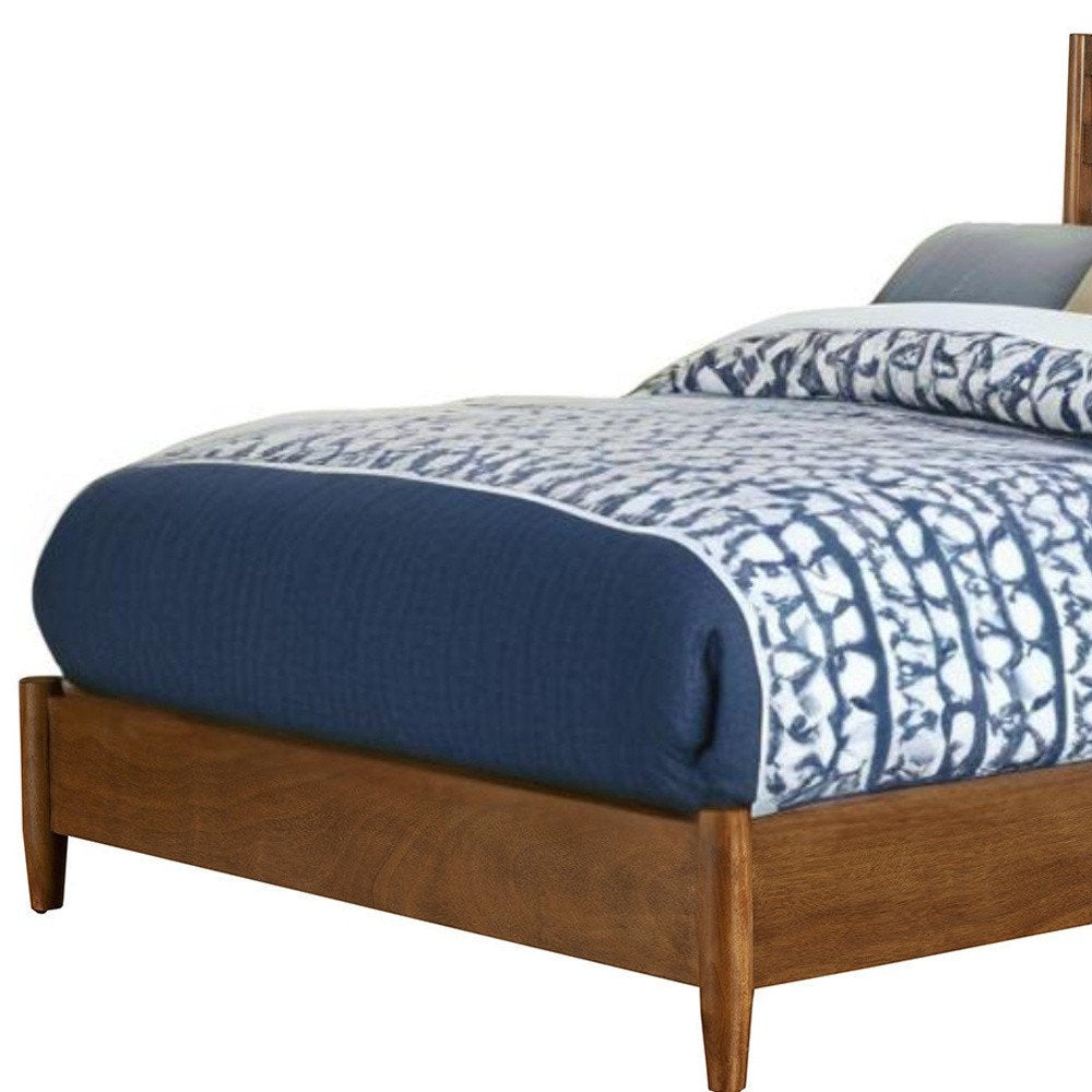 Brown Slat Back Solid Wood Full Bed Frame