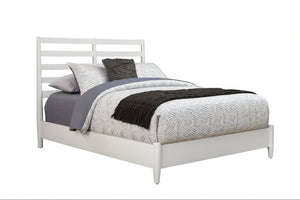 White Slat Back Solid Wood Full Bed Frame