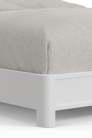 White Ribbed Texture Solid Wood Queen Bed Frame