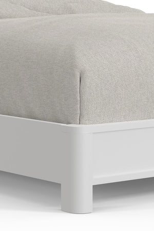 White Ribbed Texture Solid Wood Queen Bed Frame
