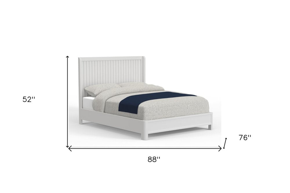 White Ribbed Texture Solid Wood California King Bed Frame