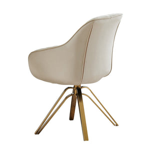 23" Off White And Gold Velvet Swivel Arm Chair