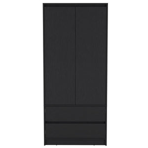 71" Black Wood Two Drawer Combo Dresser