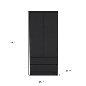 71" Black Wood Two Drawer Combo Dresser