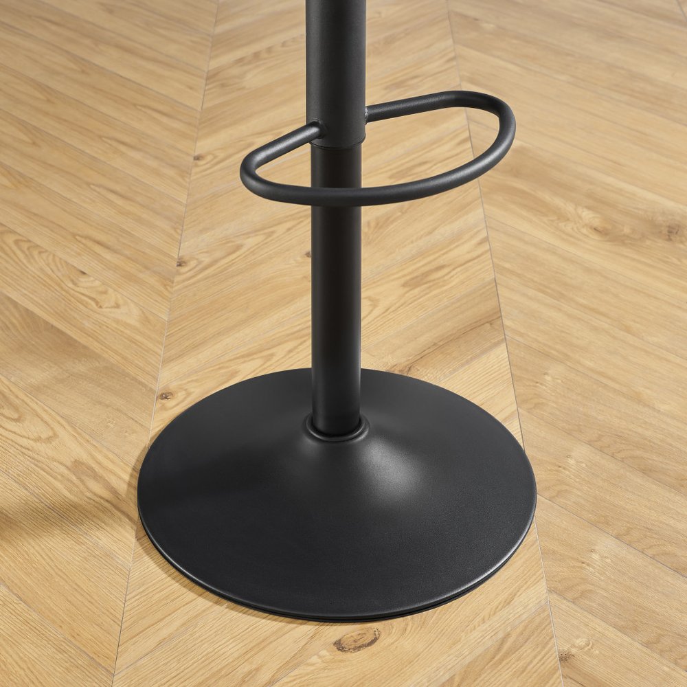 Set of Two Chestnut And Black Faux Leather And Steel Low Back Adjustable Height Swivel Bar Chairs
