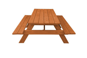 94" Brown Solid Wood Outdoor Picnic Table