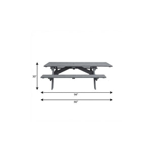 Gray Solid Wood Outdoor Picnic Table Umbrella Hole