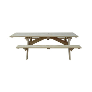Beige Solid Wood Outdoor Picnic Table Umbrella Hole