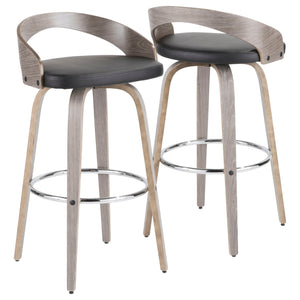 Grotto - Contemporary Fixed Height Barstool With Swivel With Round Footrest (Set of 2) by Couch.com