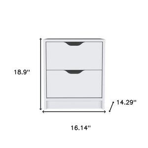 19" White Wood Two Drawer Nightstand
