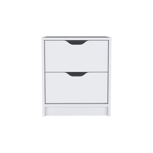 19" White Wood Two Drawer Nightstand