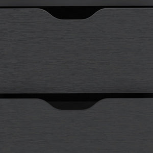 19" Black Wood Two Drawer Nightstand