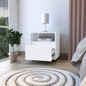 20" White Wood One Drawer Nightstand