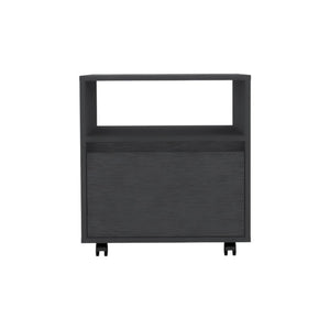 20" Black Wood One Drawer Nightstand