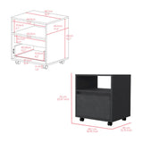 20" Black Wood One Drawer Nightstand