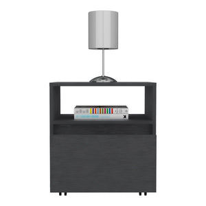 20" Black Wood One Drawer Nightstand