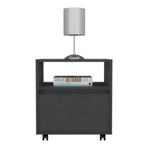 20" Black Wood One Drawer Nightstand