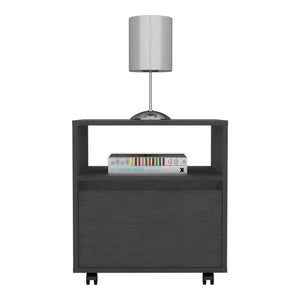 20" Black Wood One Drawer Nightstand
