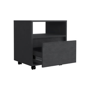 20" Black Wood One Drawer Nightstand