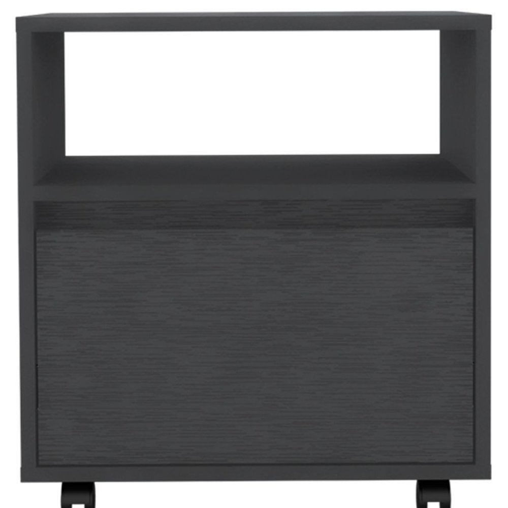 20" Black Wood One Drawer Nightstand