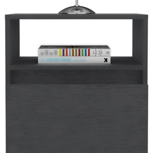 20" Black Wood One Drawer Nightstand