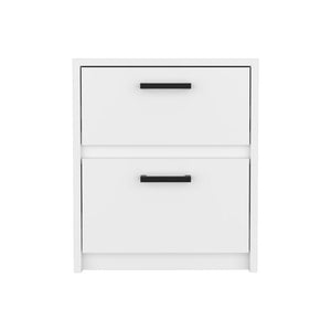 19" White Wood Two Drawer Nightstand