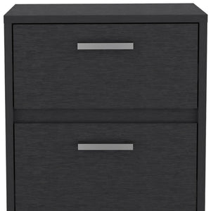 19" Black Wood Two Drawer Nightstand