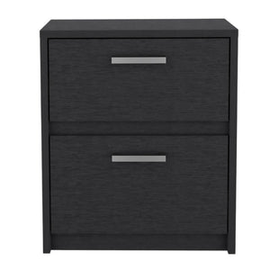 19" Black Wood Two Drawer Nightstand