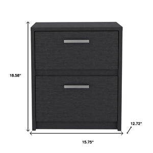 19" Black Wood Two Drawer Nightstand
